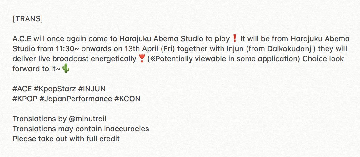 acetranslation's tweet photo. [180411] Twitter update!

Source : https://t.co/WfDUVLCtGU
Translations by @minutrail ❤️

#ACE #JUN #DONGHUN #WOW #JASON #ACEinJapan
#에이스 #준 #동훈 #와우 #제이슨 #KCON #KCON2018JAPAN https://t.co/dBUN7RmI9K