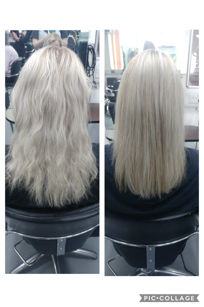 ClareRaffBarber's tweet photo. Before and after of a full head of foils, toner and a trim with layers. https://t.co/pFUFHhAlig