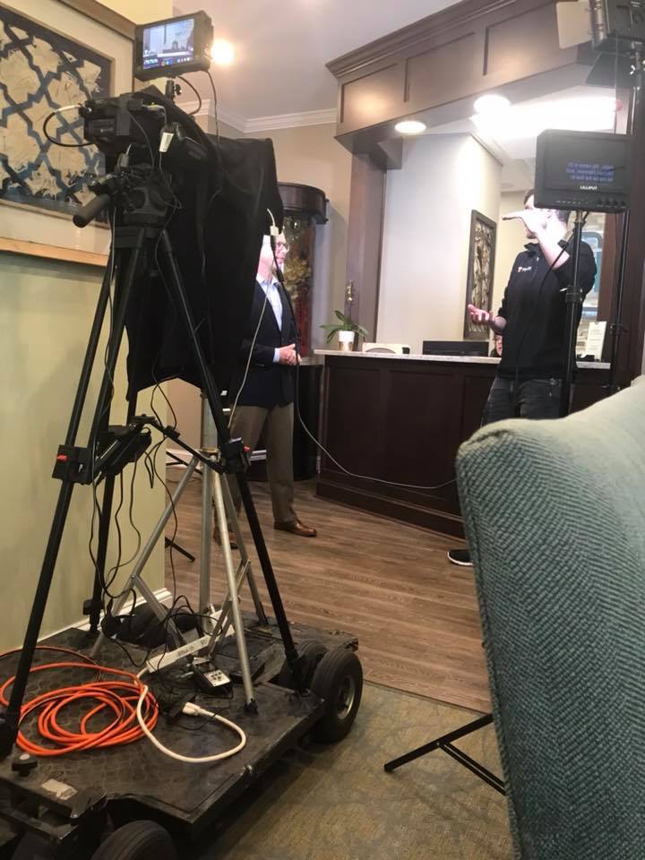 Triscari_Group's tweet photo. Behind the scenes with Triscari at Hartman Oral and Maxillofacial Surgery! Here Ryan is explaining how weβd do a push in shot on the dolly π #behindthescenes #triscari #videoproduction https://t.co/CTt3NcYdKD