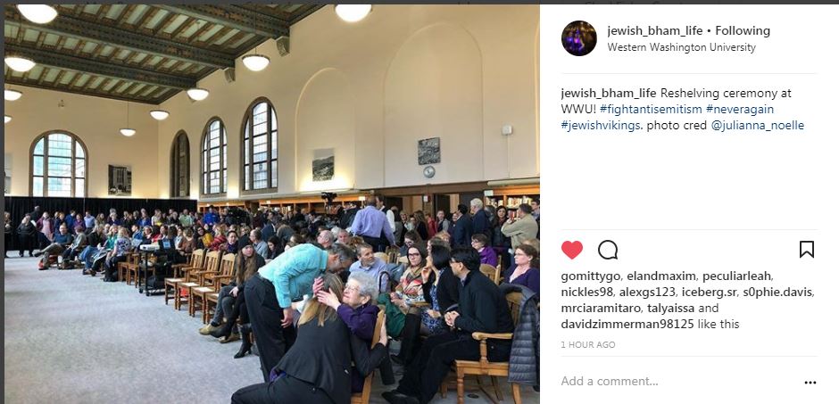 bhamMitty's tweet photo. #WWWU #WesternWashingtonUniversity #WesternLibraries ceremony to replace #books damaged in #antiSemitic attack https://t.co/J5CosMd7lw https://t.co/cpADbkE9WD