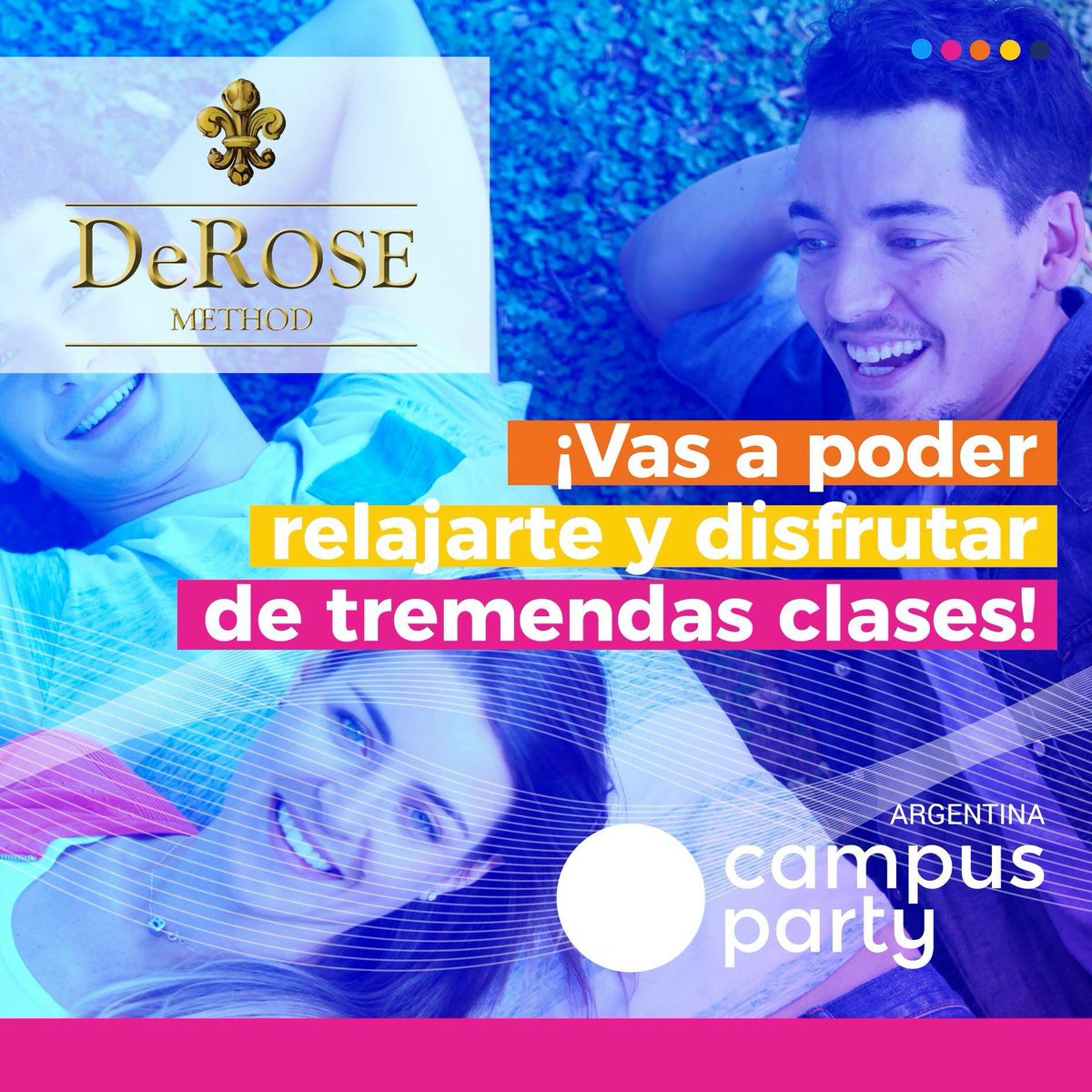campuspartyar's tweet photo. En #CPAR2 inauguramos #CampusWellness, un espacio para conectarte con tu esencia y cargar pilas entre charlas, retos y workshops. Acercate y participá de charlas y talleres. Un oasis entre tanta actividad intensa 🧘🏻♂️🧘🏻♀️🙏🏻 #MetodoDeRose https://t.co/0VeUcdBXhO