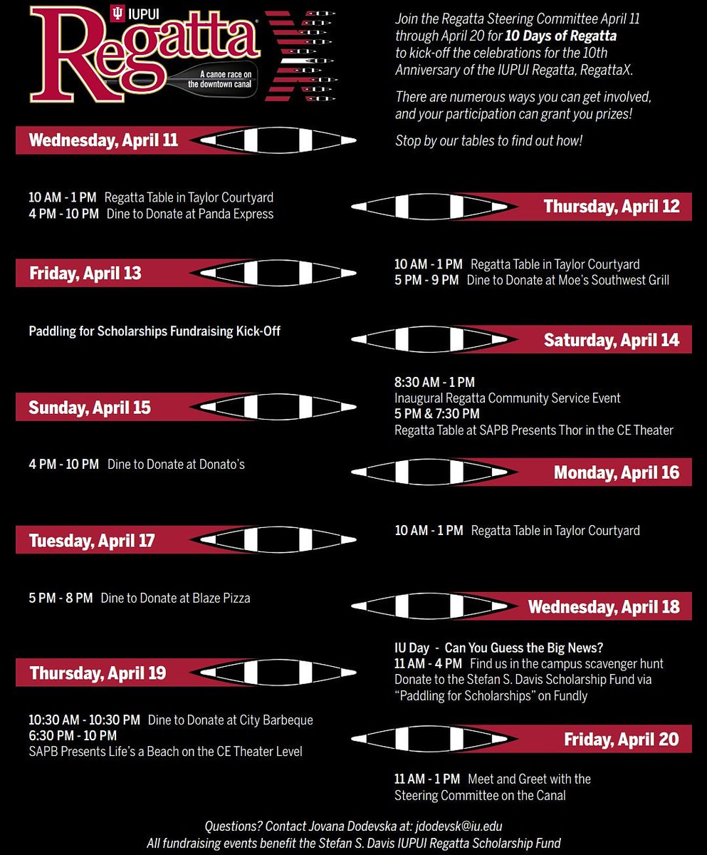 We're ready to REGATTA already! 🚣 Celebrate 🔟 days of <a href="/IUPUIRegatta/">IU Indianapolis Regatta</a> to kick-off the 🔟th anniversary! 🌊 bit.ly/2EDKVfP #IUPUI #indy