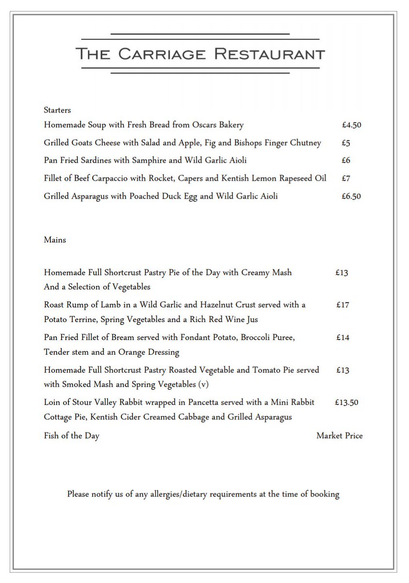 Spring A La Carte Menu launching Thursday 18th April#Faversham #restaurant