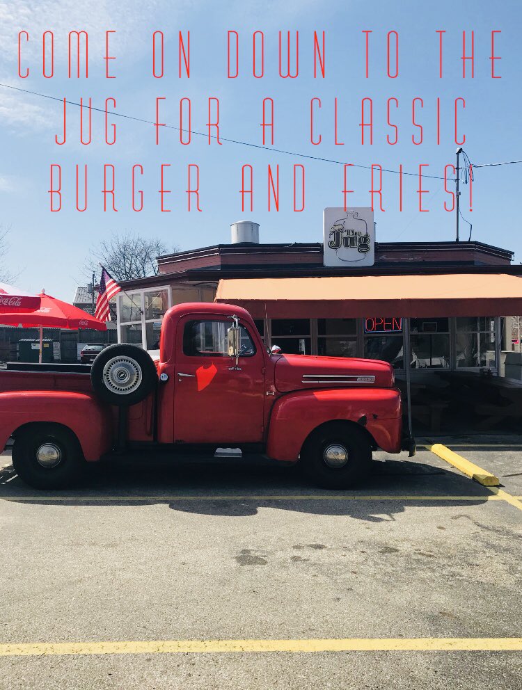 thejugburger's tweet photo. The sun is finally out and so are the classics 😎.. stop on by #thejug today for one of your favorites https://t.co/vbP81uvRCU
