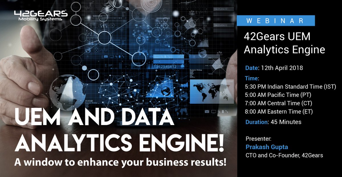 42gears's tweet image. Learn how to analyze data collected by SureMDM in our upcoming webinar. Last few hours to register! 
bit.ly/2qi8QMS
#UEM #Analytics #AnalyticsEngine #webinar #UEMAnalytics