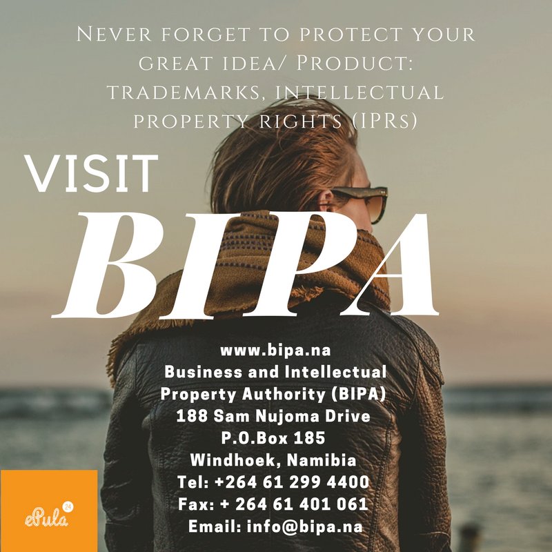 EPula24's tweet photo. Before you share that Billion dollar idea, ensure that its protected. Visit BIPA for intellectual property rights (IPRs). https://t.co/045u2kRWtj
#bipanamibia #ePula24 #ncrst https://t.co/L36NFSkSoc