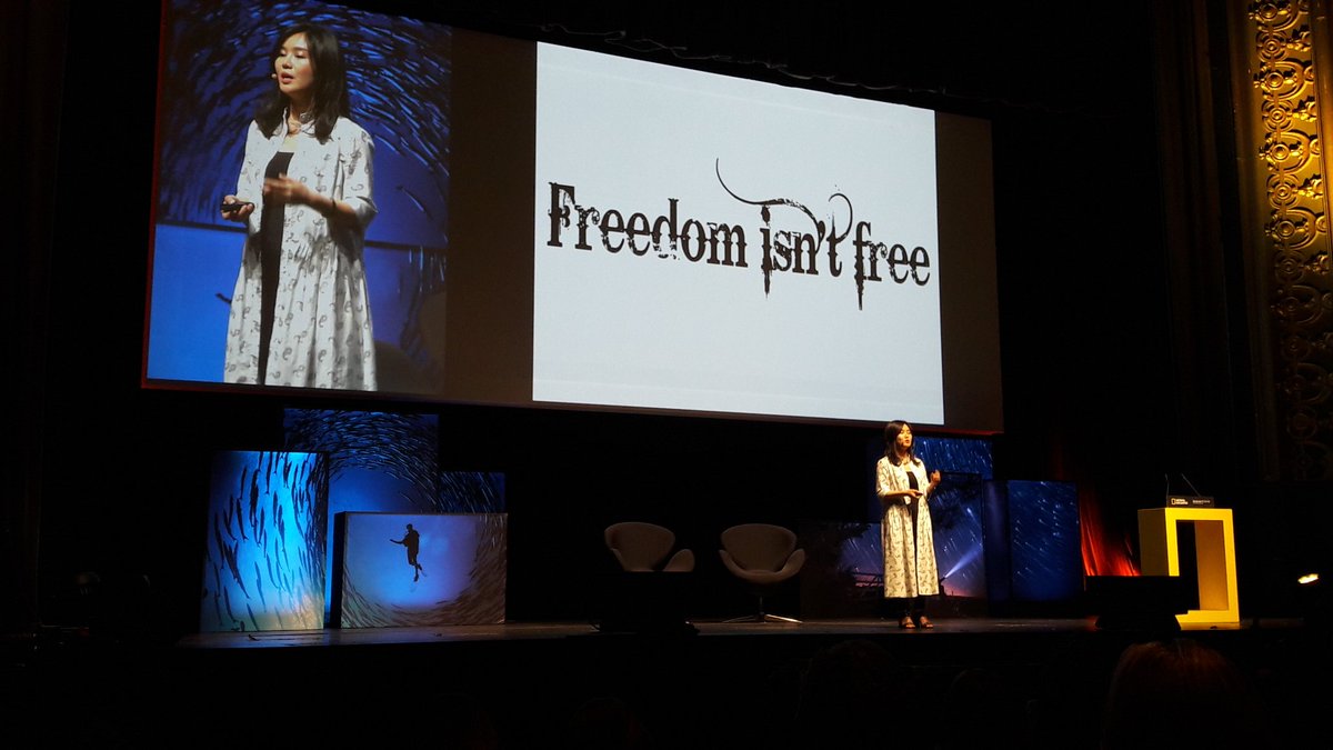 What an inspiration to hear @HyeonseoLeeNK quest for freedom after escaping North Korea... thank you @NatGeo for a fantastic Summit 2018 #girlwithsevennames