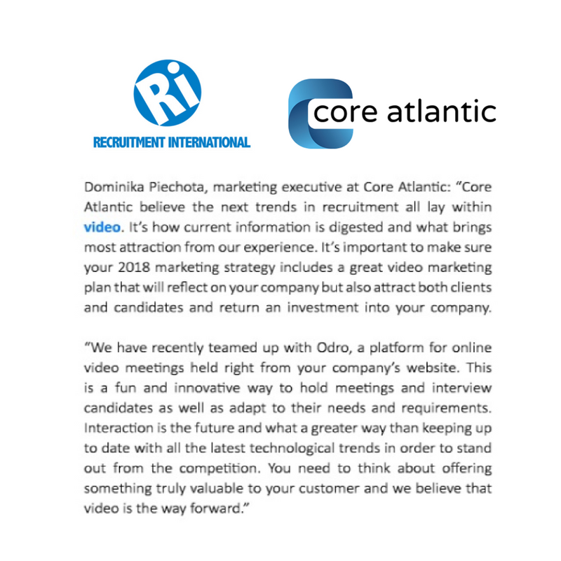 CoreGroup_UK's tweet photo. We have been featured in the Recruitment International magazine
The topic is 'Recruitment's Next Big Trend'
We believe video is the way forward and even give @OdroUK a little shout out! Check it out https://t.co/U2tn5QqO6D
#Recruitment #RecruitmentInternational #RecruitmentTrend https://t.co/mHVewRU2mp