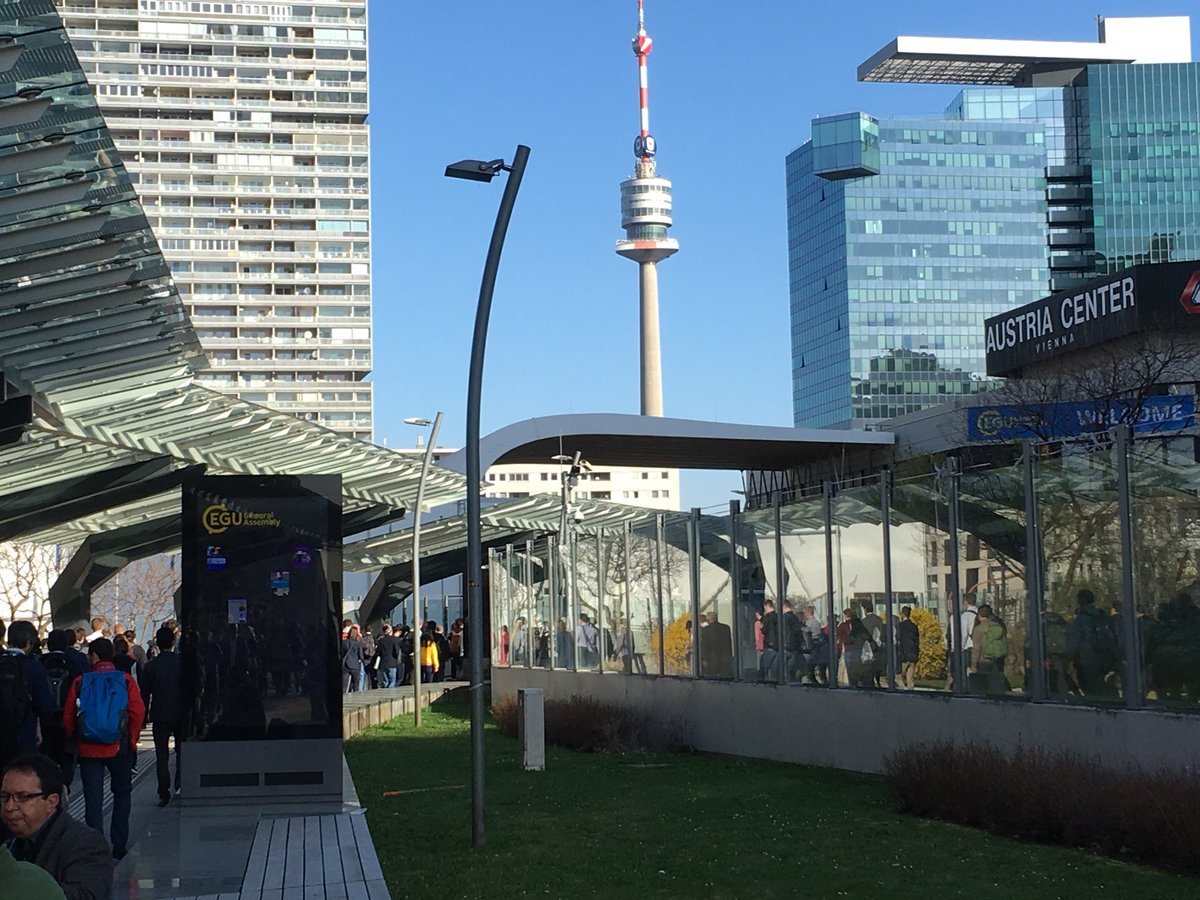 ECORD_IODP's tweet photo. Another sunny  in Vienna #EGU18. Don’t forget #ICDP #IODP Townhall Meeting tonight at 7pm room K2 @icdpDrilling @JRSO_IODP @Chikyu_JAMSTEC https://t.co/Fv1hLg0gnD