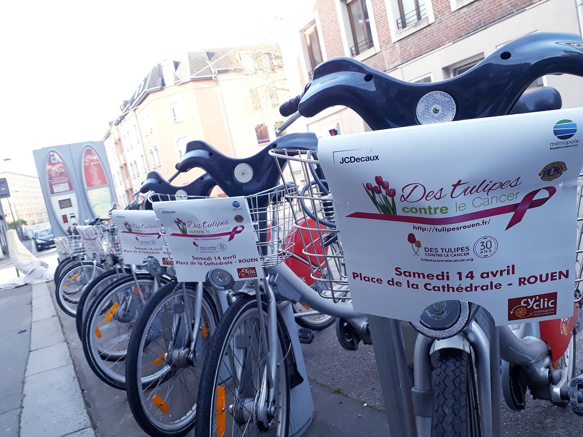 CHURouen's tweet photo. #TulipesContreLeCancer : Samedi 14 avril, des #Cyclic au panier fleuri  sillonneront la place de la Cathédrale toute la journée et viendront à votre rencontre. Faites un don et repartez avec votre bouquet !   @DesTulipes @SabineRouenVelo https://t.co/iIz2tA5juS