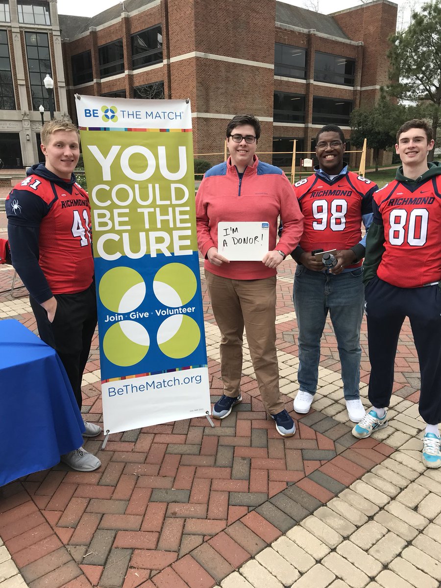 bethematchVA's tweet photo. It’s early in the morning but we are swabbing with @SpiderFootball and a U of R student who recently donated @TalleyBoneMarro https://t.co/zMFlWyvxrG