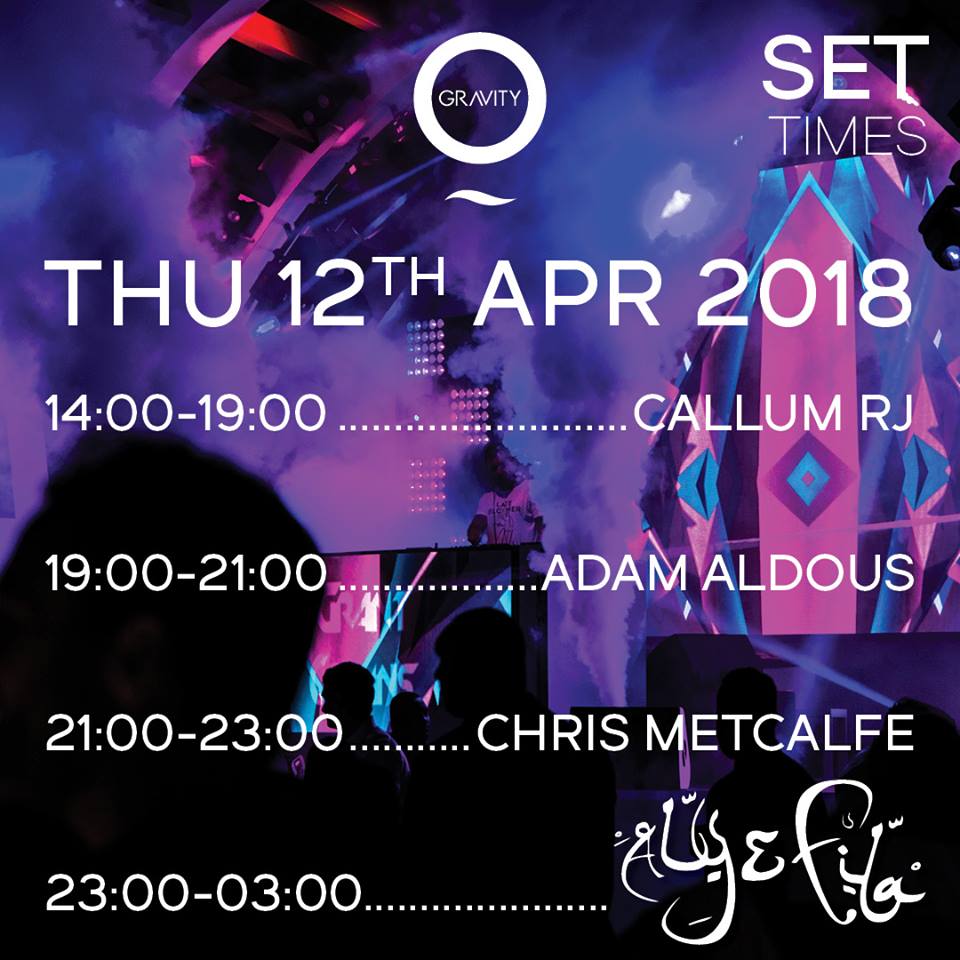 Set times for this Thursday... with <a href="/chrismetcalfe/">Chris Metcalfe</a> warming up before 4 hours of <a href="/alyandfila/">Aly & Fila</a> 🕛🎶 #ZeroGravityDubai