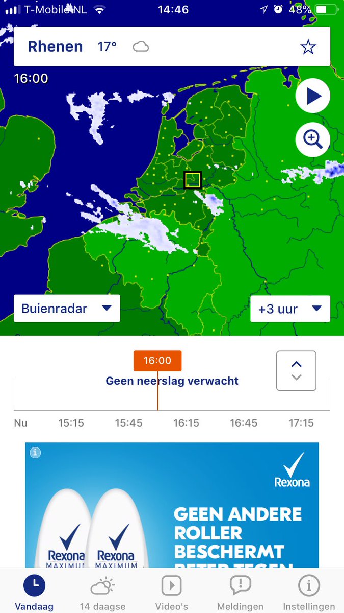 ArianasssAngel's tweet photo. @BuienRadarNL beetje vreemd dat er bij +3 uur aan wordt gegeven dat het rond 16 uur niet regent en dat bij 24+ uur staat dat er een enorme bui zal zijn rond datzelfde tijdstip. Ik merk wel vaker dat dit van elkaar verschilt. Waardoor komt dit? https://t.co/eWyNmPdaoo