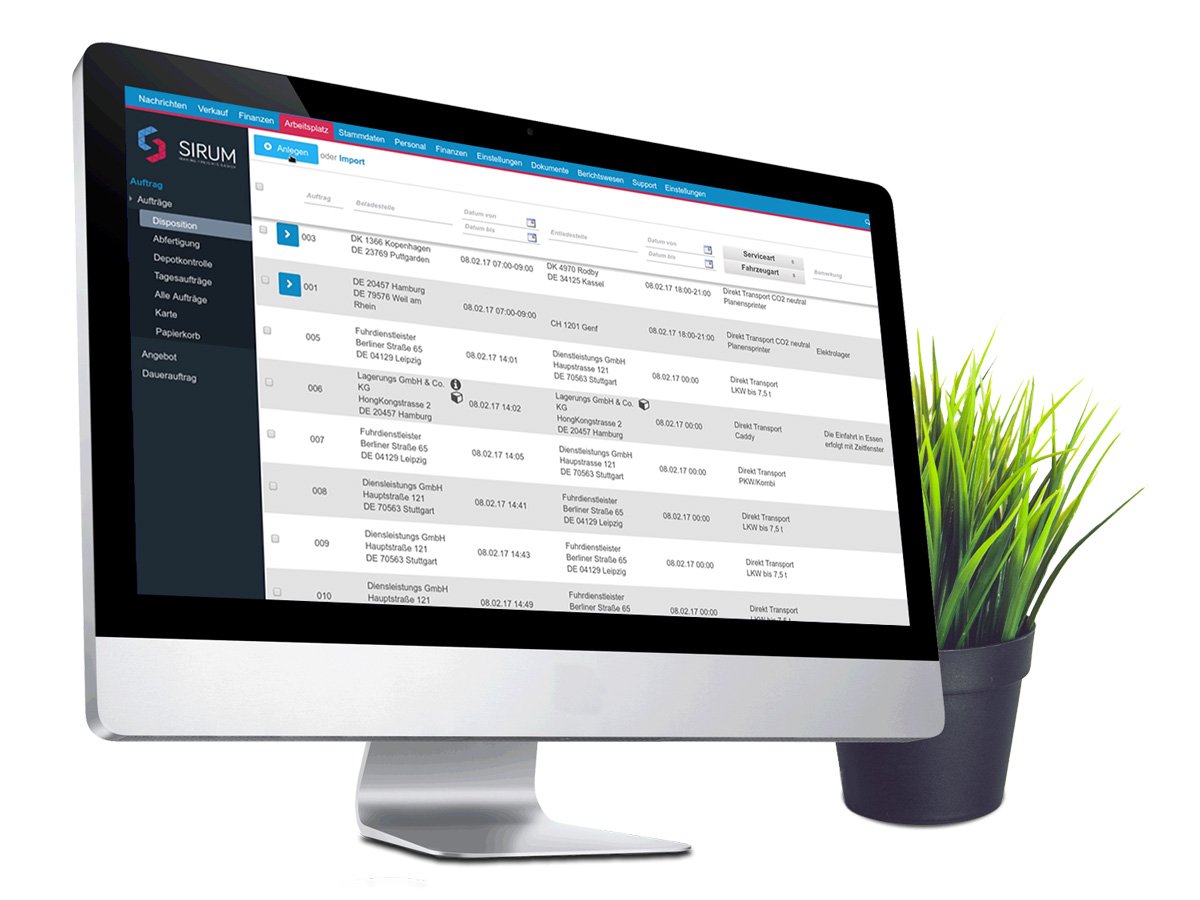 #SIRUM - MAKING FREIGHTS EASIER

Was machen wir? 

Wir bieten ein webbasiertes System zur #Transportabwicklung, in dem von A wie #Auftragserfassung bis Z wie Zahlung alles umfassend bearbeitet werden kann.