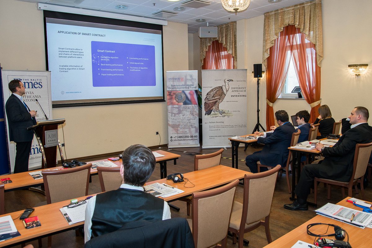 quantor_co's tweet image. #Quantor CEO Sergey Bolshakov spoke on stage at the XXII International Investment Conference CEE/CIS 2018. The topic was about integration of #blockchain and #algorithmictrading.