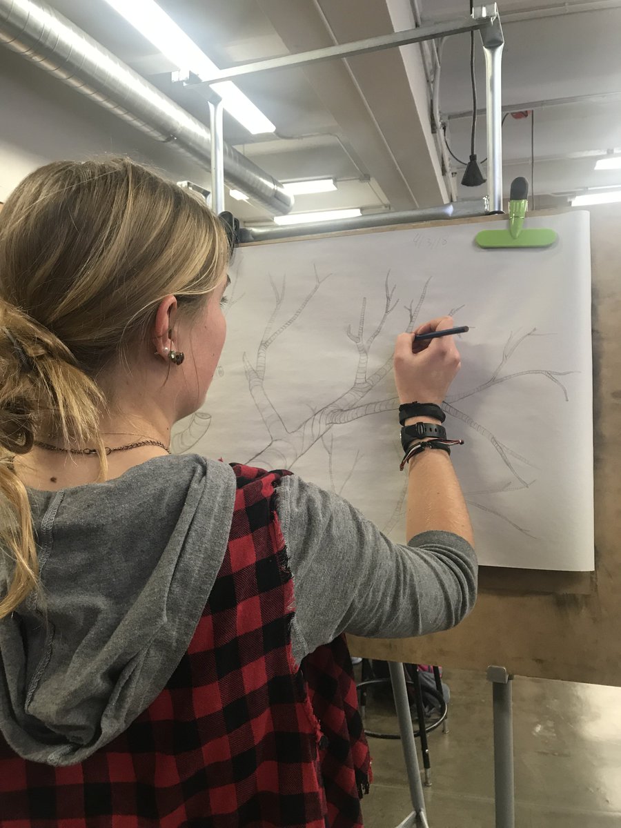 KStateArtDept's tweet photo. Drawing one students are practicing the theory of  ellipses by drawing trees in studio this week.  #KState #artdept #art #drawing #draw #sketch #ellipses #studioart #drawsomethingeveryday #ART190 https://t.co/2UtunWBCaE