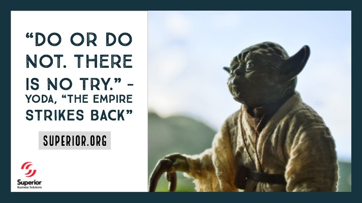 SuperBSolutions's tweet photo. "It matters little how cool you looked in the lightsaber battle if you ultimately lost it. Sure of this, I am." - @TimEnglish4  V.P., Superior Business Solutions. Get more #inspiration for your #workday at -->> https://t.co/jsCVY25Tij https://t.co/VKkQ5RjccG