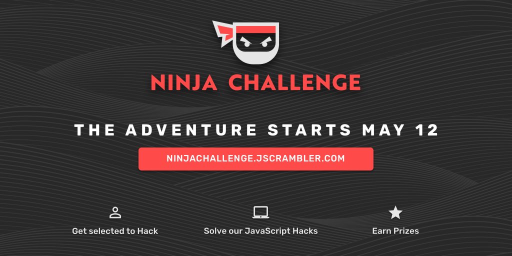 Jscrambler's tweet photo. Are you the Ultimate #JavaScript Ninja? Pre Register now for the Ninja Challenge at https://t.co/hIKu1Wvi5s
#JSNinjaChallenge https://t.co/rLDpZtX5Io