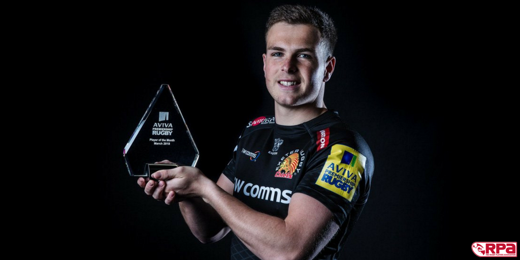 theRPA's tweet photo. PLAYER NEWS 📰
HUGE congratulations to @ExeterChiefs' @joesimmo10 who has been named the #AvivaPrem Player of the Month for March! 🏆👏
#ForThePlayers https://t.co/VxsEoX8SWf