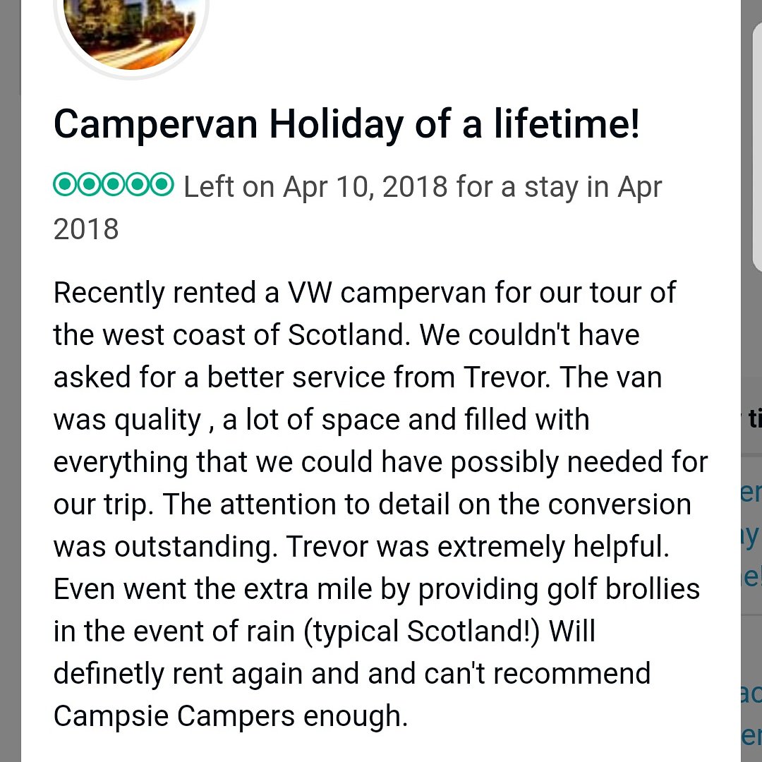 Another great review #campervanhire #scotlandholiday