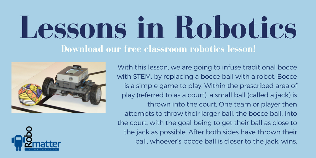 Robomatter (@robomatter) on Twitter photo With our second free classroom robotics lesson, we infuse traditional bocce with #STEM, by replacing a bocce ball with a robot!
robomatter.com/national-robot…
#EdTech #omgrobots #RoboWeek <a href="/RoboWeek/">National Robotics Week</a> <a href="/MckennaJ72/">Jason McKenna</a> With our second free classroom robotics lesson, we infuse traditional bocce with #STEM, by replacing a bocce ball with a robot!
robomatter.com/national-robot…
#EdTech #omgrobots #RoboWeek <a href="/RoboWeek/">National Robotics Week</a> <a href="/MckennaJ72/">Jason McKenna</a>