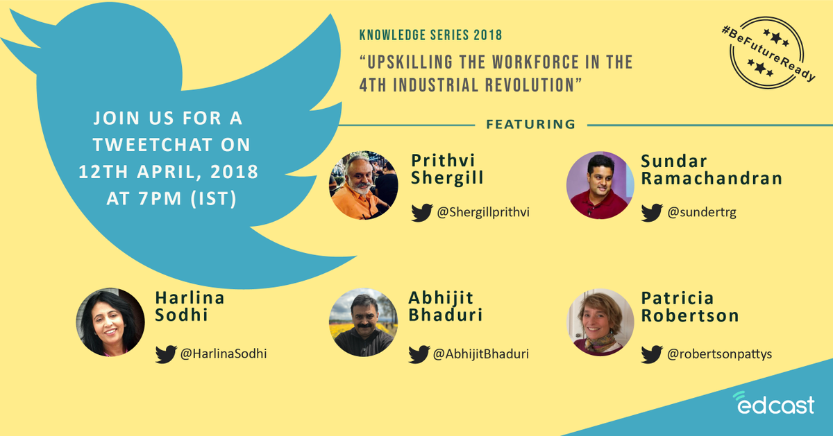 #BeFutureReady
The future of work is here &amp; now - Join the leaders for a tweetchat tomorrow, 12th April at 7 pm IST
ONE DAY TO GO!