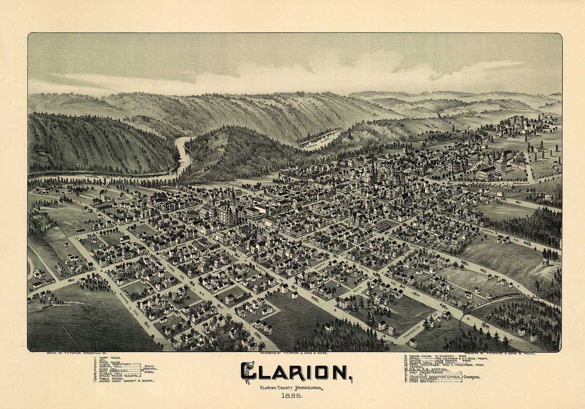 "T.M." Fowler could spend four-to-six weeks creating a single bird's-eye view.  They are incredibly detailed views.  This @googleearth before #googleearth .  ➡️ https://phmc.info/2JyjyHH
