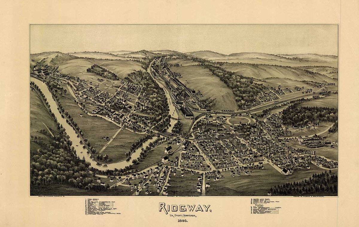 "T.M." Fowler could spend four-to-six weeks creating a single bird's-eye view.  They are incredibly detailed views.  This @googleearth before #googleearth .  ➡️ https://phmc.info/2JyjyHH