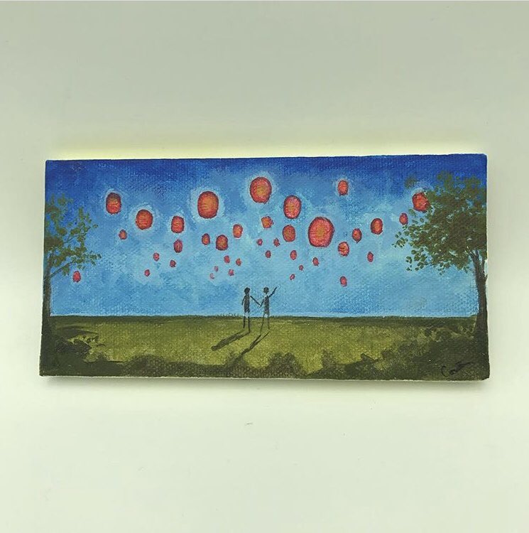 Hold my hand and we’ll light up the sky! #painting #art #lantern #miniature