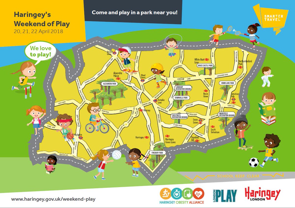 haringeycouncil's tweet photo. Put down that TV remote, turn off that video game and ditch that iPad! Join us instead for 3 fantastic days of outdoor fun at the #WeekendofPlay, April 20-22. Lots of activities will happen across the borough. See our website for more info: https://t.co/u7AK04948A #IAmHaringey https://t.co/8fEI839Efe