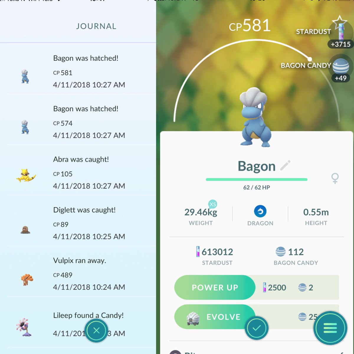 Vingliola's tweet image. Hatched 2 Bagons... got me A LOT of candy! 🍬🍬🍬🍬🍬🍬🍬🍬🍬 #KantoEvent #pokemongo @PokemonDrag3v @Slydexer @Srfsmurf