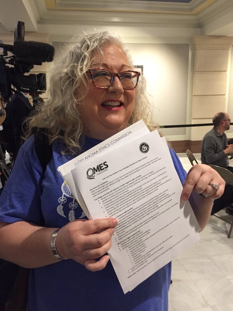 WayneStaffordTV's tweet photo. Cyndi Ralston @Cyndi4OK a teacher for 30 years, is now running for the House of Rep. district 12 seat. She just filed to the cheer of a crowd behind her. She tells me “I’m a teacher, not a politician, but ready to take on the role.” #OklahomaTeachersWalkout #oklaed @OKCFOX https://t.co/mPw217ZP0m
