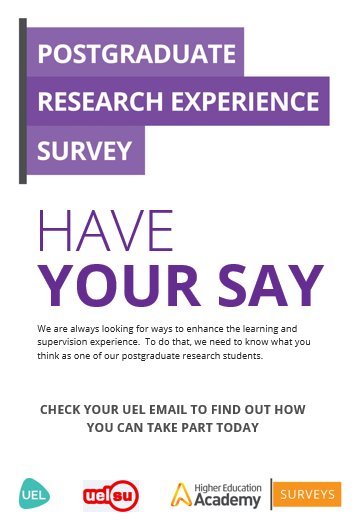 Calling all postgraduate research students! We want to know how we can enhance your UEL experience. Fill out the Postgraduate Research Experience Survey today!