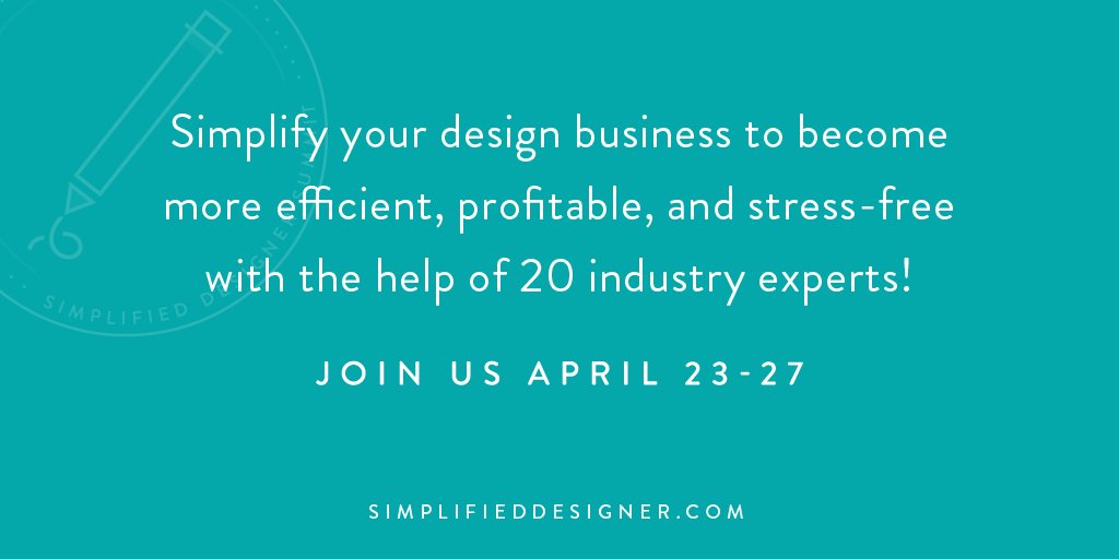 The Simplified Designer Summit runs from April 23-27 and will help you simplify what you're already doing in your design business to become more efficient, profitable, + stress-free! Get your FREE ticket >> buff.ly/2uzCgLU