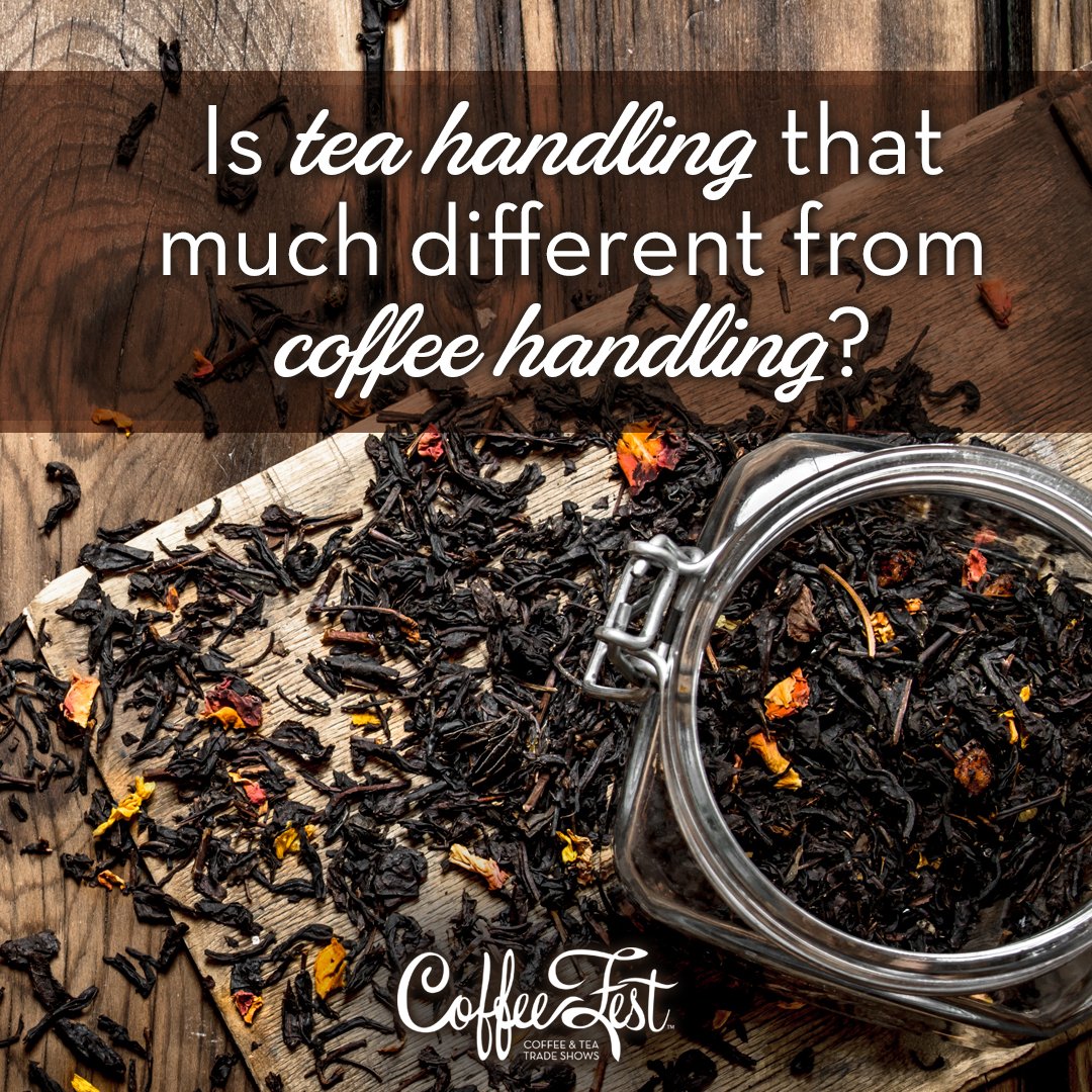 CoffeeFestShow's tweet photo. Is tea handling that much different than coffee handling? Learn more about tea in one of many specialty tea sessions happening at #CoffeeFestDenver. Take a closer look on our education pages. https://t.co/AeKaiCeOdQ #coffeefest #denvercoffee #denvertea #specialtytea #teatrade https://t.co/t2pkq84vem