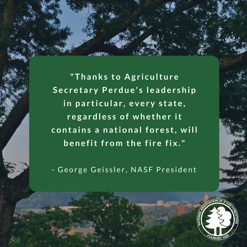 StateForesters's tweet image. The #FireFix and forest reforms recently signed into law will help improve the health of all the nation's forests, and it wouldn't have been possible without @USDA @SecretarySonny. Thank you, Secretary Perdue, for your steadfast leadership on these critically important issues.
