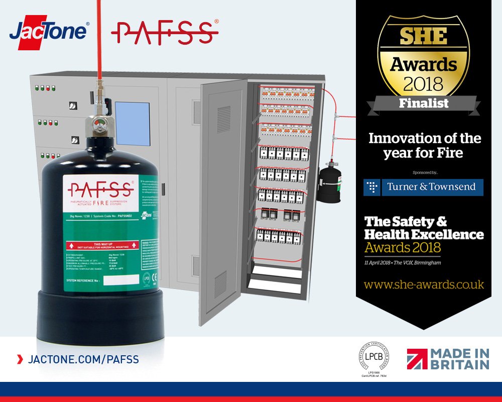 Jactone_UK's tweet photo. Tonight we'll be getting all dolled up and heading to the @she_awards at the @TheVoxCentre where our @jactonepafss fire suppression system is a finalist for the Fire Innovation of the Year π€ #FSENEC #UKmfg #GBmfg #FireSafety https://t.co/rB7EjQLnt4