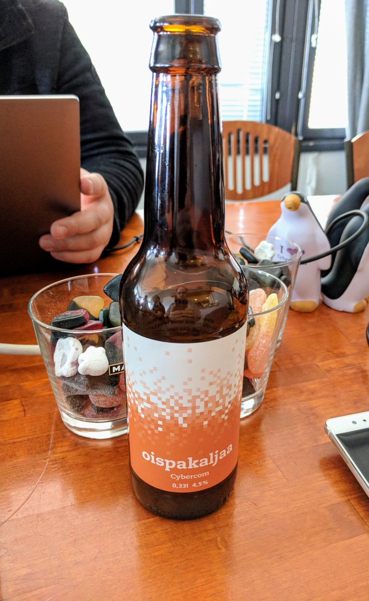 tbr23's tweet photo. Learning something about #AWS and #serverless, whole enjoying a nice @CybercomFinland beer! #HackingGreat #Tampere https://t.co/7kHKaMnu1T