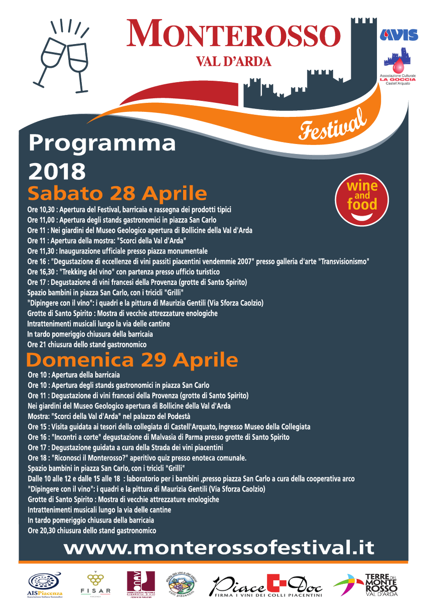 monterossova's tweet photo. Siamo lieti di presentare il programma ufficiale del #MonterossoFestival2018  #vinipiacentini #castellarquato #valdarda #eventipiacenza https://t.co/m8TgNU6sRe