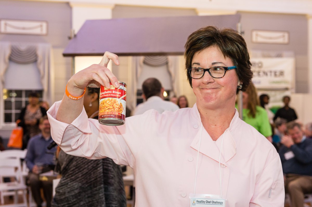 gobeyondhunger's tweet photo. We love @Angiespantry's reaction to the secret ingredient - spagetti-o's! Despite this reaction, she still pulled out a win for our first ever #HealthyChefChallenge! (Thanks to @MattKosterman for capturing this moment) https://t.co/p0W7DSdeEJ