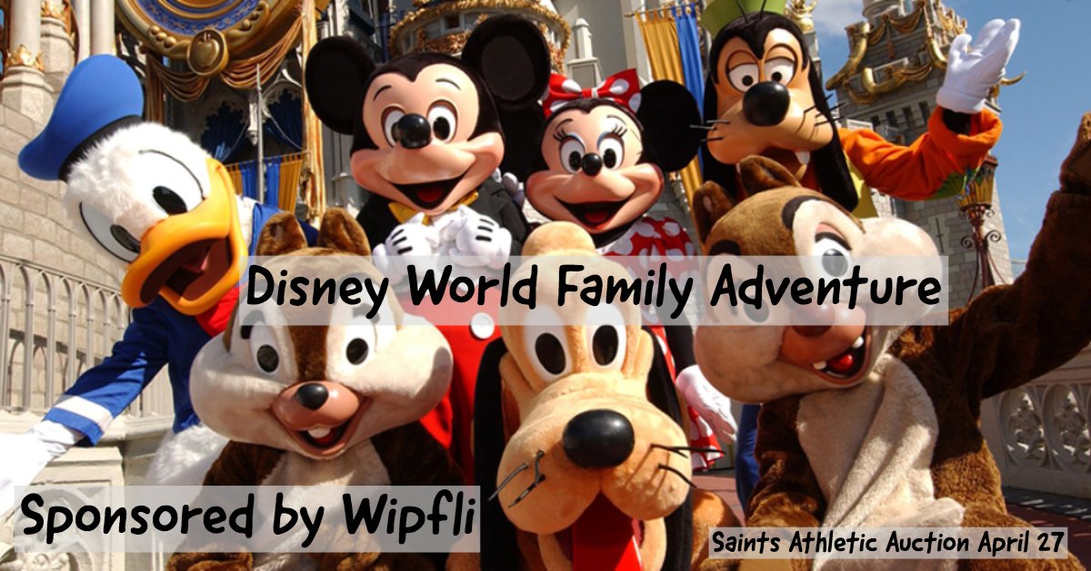 Support_SAA's tweet image. Thanks, @Wipfli_LLP, for sponsoring the @WaltDisneyWorld Family Adventure in this year's @CCSaints Athletic Auction! Purchase your tickets today at goo.gl/pYuN8M. #SupportTheSaints