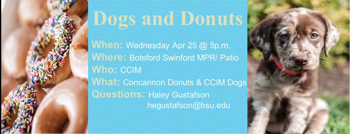 Botswin's tweet photo. Mark your calendars....@BSUCCIM Dogs and Donuts is back! https://t.co/G3QRMmeP5k