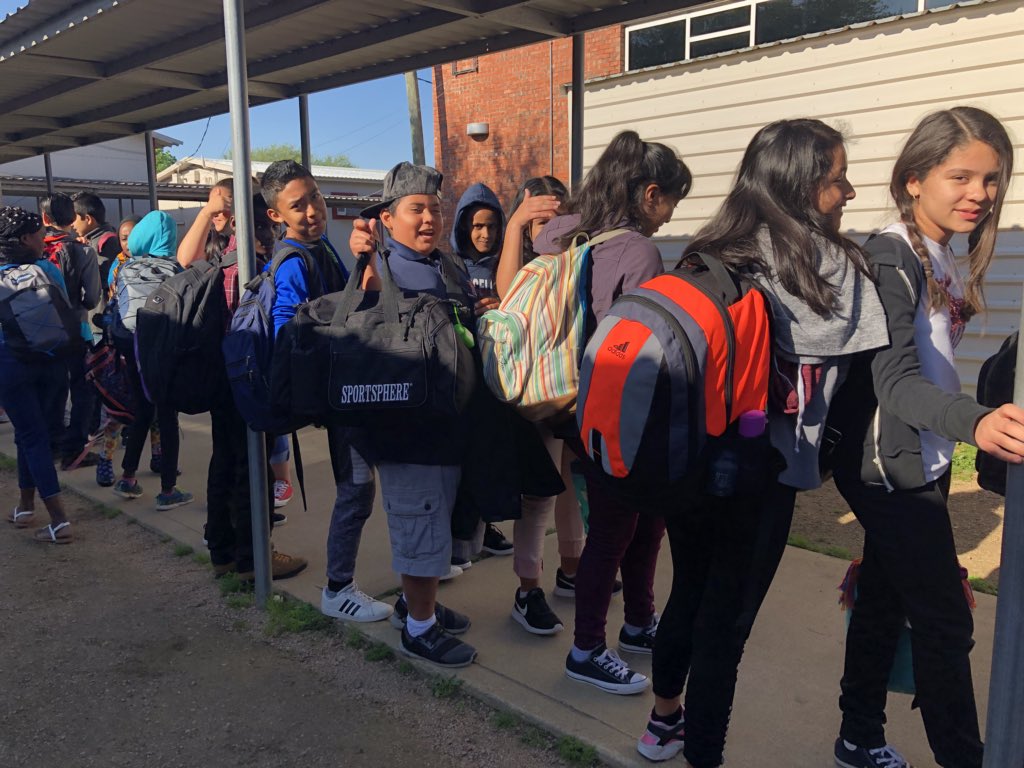 DrMarieMoreno's tweet photo. Super excited to see our 6th & 7th graders headed to #CampOlympia for 3 days. #FirstTimeCampers #newcomer https://t.co/wsi0C5G4kl