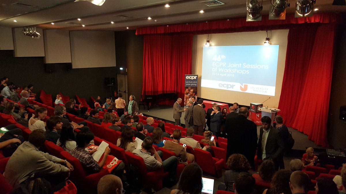 Cinema filling up for Prof Kevin Featherstone lecture <a href="/LSEEI/">LSE European Institute</a> #ecprjs18