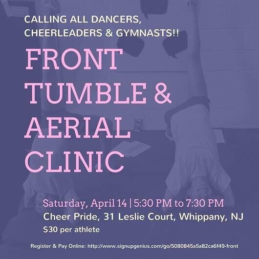 CheerPride's tweet photo. Who is coming to our specialty clinic this weekend? Sign up on our website, or use the link above! ๐คธ๐ผโโ๏ธ ๐คธ๐ฝโโ๏ธ #frontwalkover #fronthandspring #punchfront #punchfrontstepout #sideaerial #frontaerial #burani #frontfull https://t.co/q0aKDZnMF8 https://t.co/zxd6Y4frVR