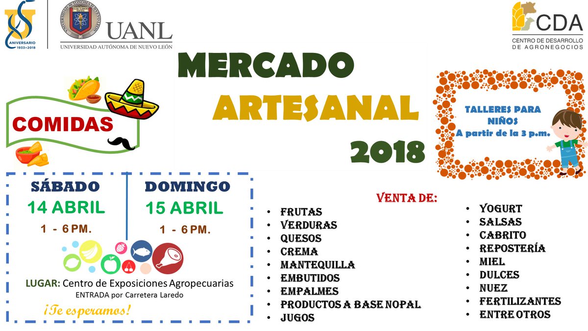 uanl_ceag's tweet photo. Tendremos la segunda edición del Mercado Artesanal el próximo 14 y 15 de abril a partir de las 13 horas. Entrada libre. https://t.co/RMSqj2kG5h