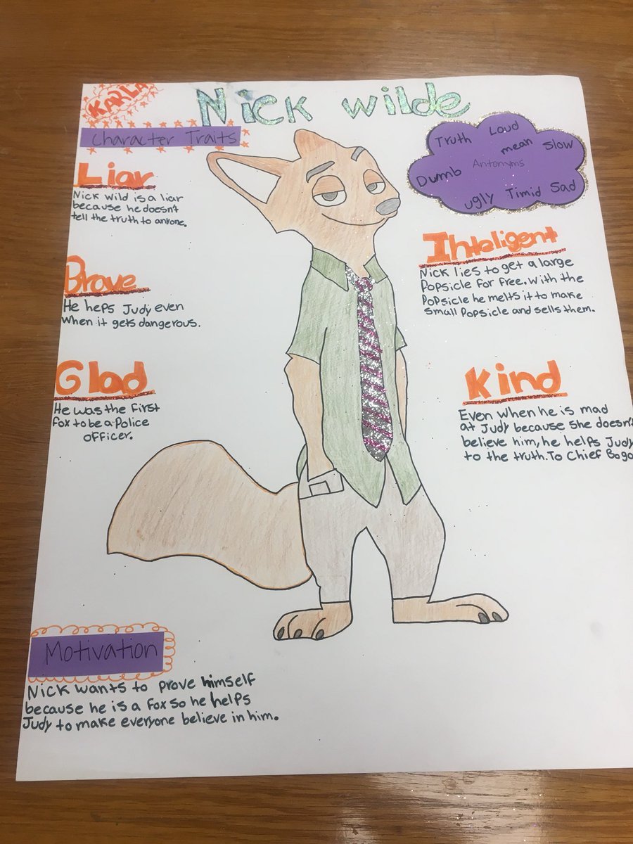 GCarterESL's tweet photo. Nick Wilde Zootopia character posters #decaturmiddle #ESLAcademy https://t.co/D9x2DyRiW9