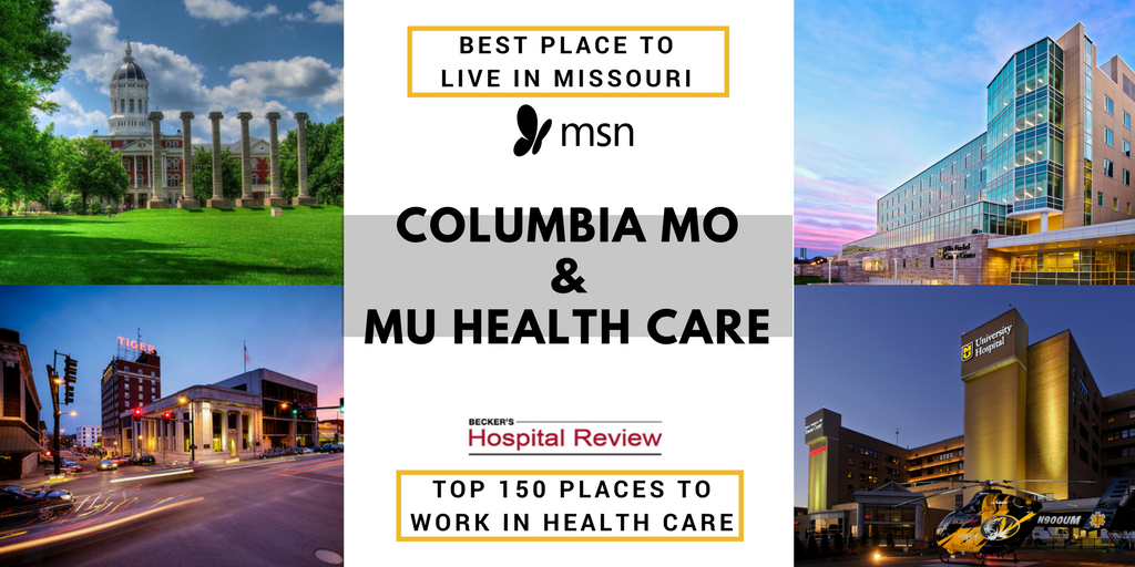 ThatDudeTan90's tweet photo. Well its no surprise here, but Columbia, MO was named the best place to live in MO by @MSN and @BeckersHR named @muhealth one of the top 150 best places to work in health care! #WhyLiveorWorkAnywhereElse https://t.co/y2GN6hC7o4