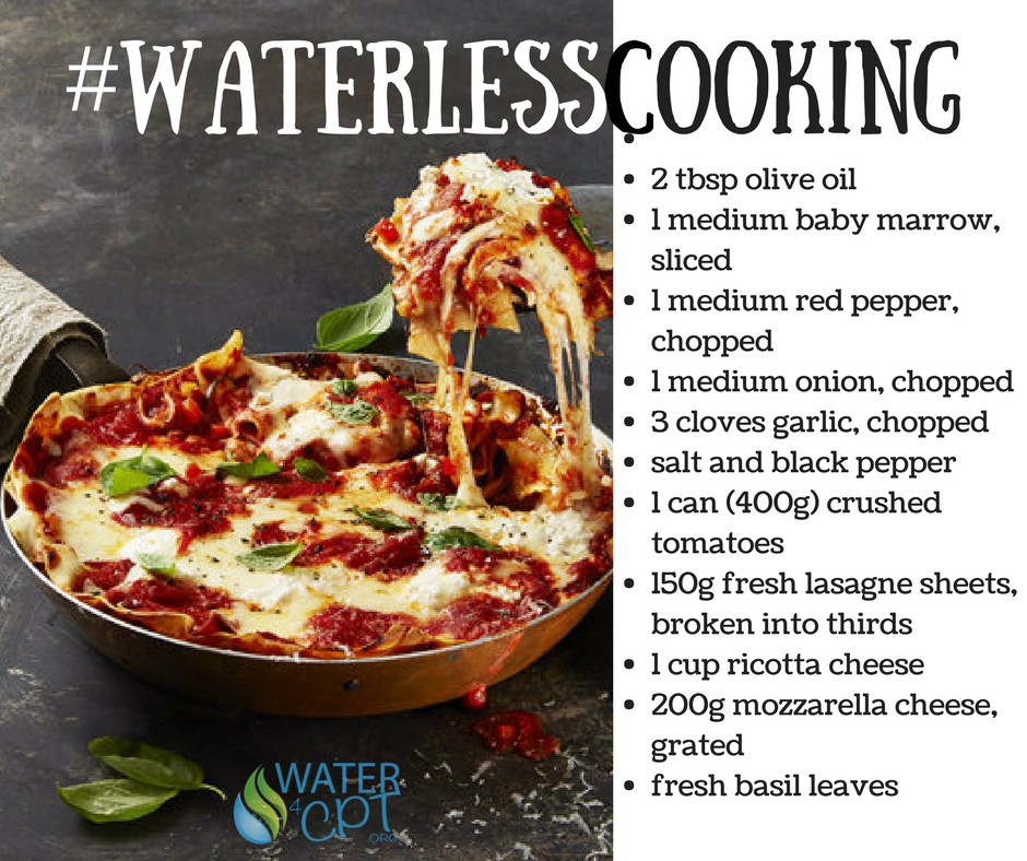 Water4CPT's tweet photo. Don't know how to stick to that 50 l water restriction? We have just the answer for you - #WATERLESSCOOKING
Visit our FB page for the method: https://t.co/8SZdbZc7py
#tastyfood #vegetarianmeal #veggies #lasagne #cooking #everydropcounts https://t.co/TxtNDTNEZH