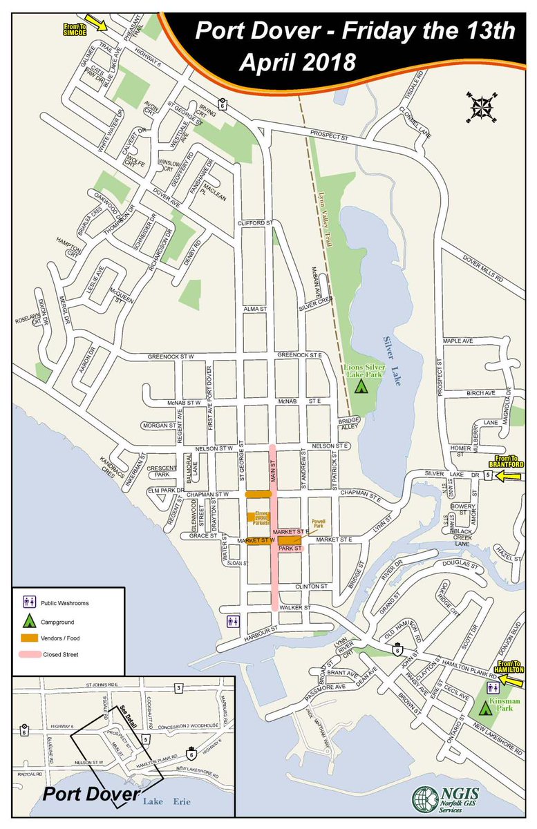 PDMapleLeaf's tweet photo. Port Dover Friday the 13th Road Closures #PD13 #Fri13 #PortDover https://t.co/GvcLOmRfL4 https://t.co/sa8uSLuXZ2